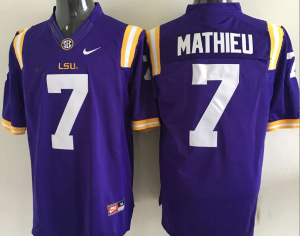 Men's LSU Tigers Tyrann Mathieu #7 Purple Jersey